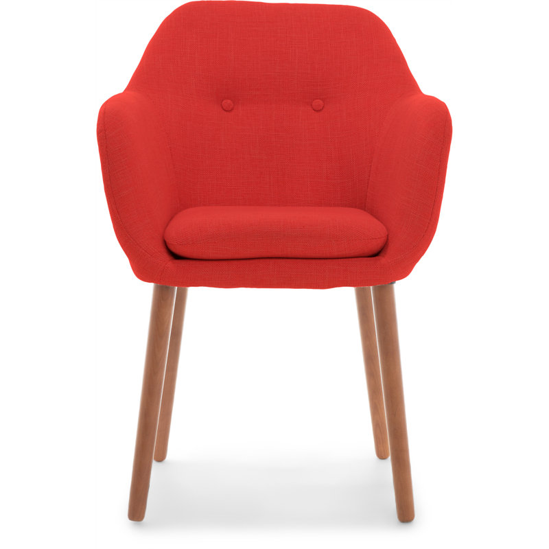 Chic French Red Mid-Century Accent Chair with Tapered Legs
