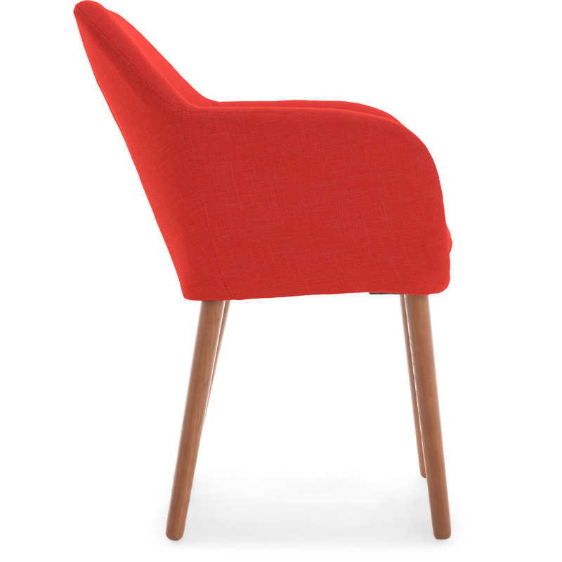 Chic French Red Mid-Century Accent Chair with Tapered Legs