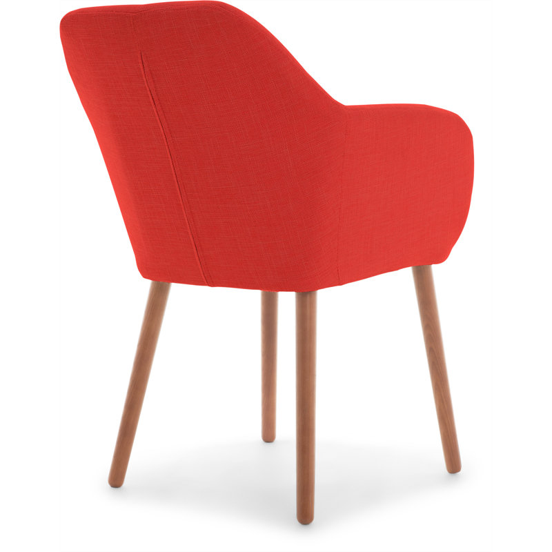 Chic French Red Mid-Century Accent Chair with Tapered Legs
