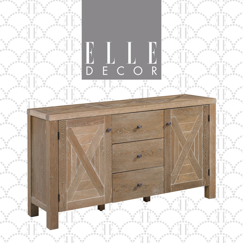 French Elm Weathered Wood Sideboard with Farmhouse Charm