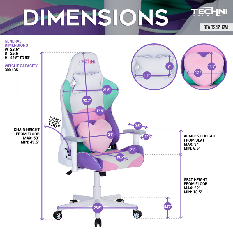 Kawaii High-Back Ergonomic Swivel Gaming Chair with Memory Foam
