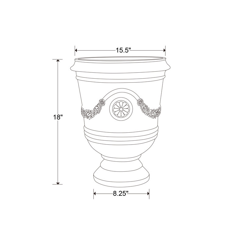 Classical Navy Resin Urn Planter with Molded Floral Details