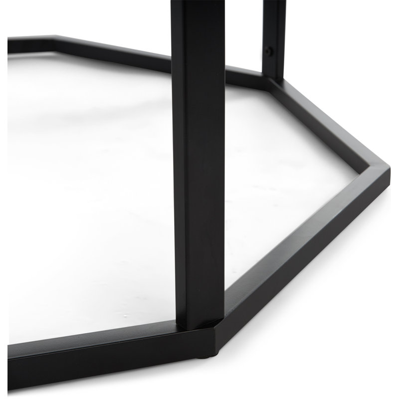 Finch Grayson 40" Round Natural Wood & Black Metal Coffee Table