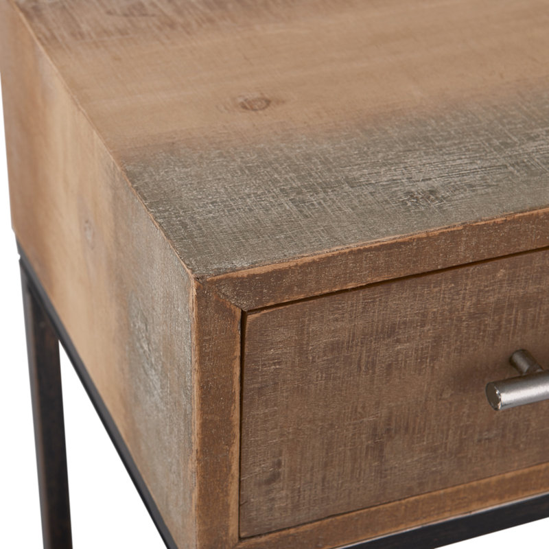 Rustic Wood and Metal Console Table with Dual Storage Drawers