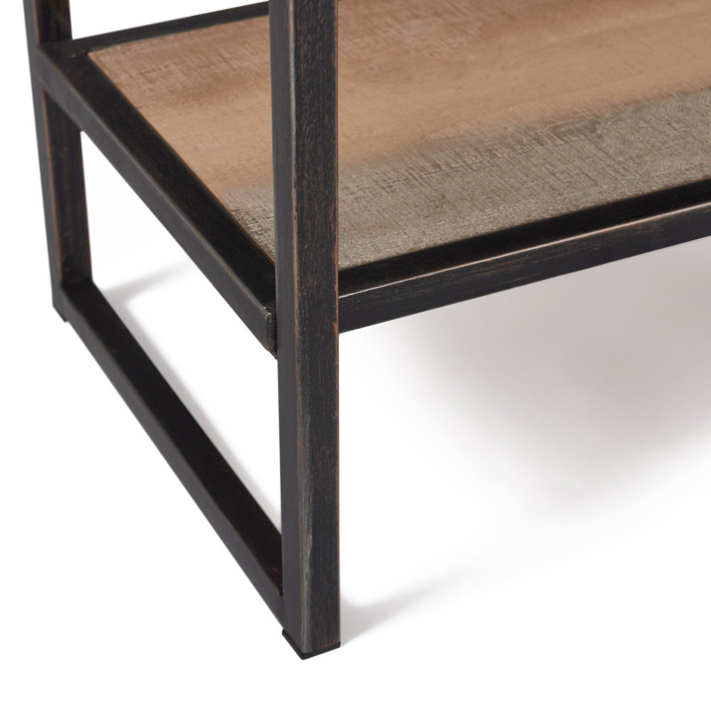 Rustic Wood and Metal Console Table with Dual Storage Drawers