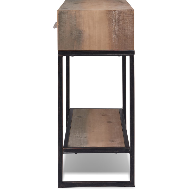 Rustic Wood and Metal Console Table with Dual Storage Drawers