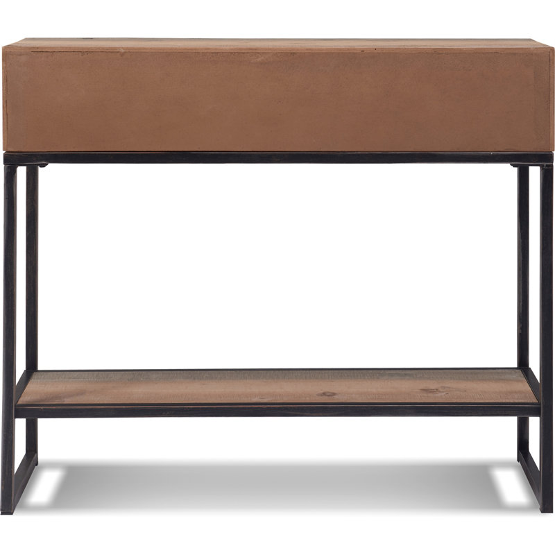 Rustic Wood and Metal Console Table with Dual Storage Drawers