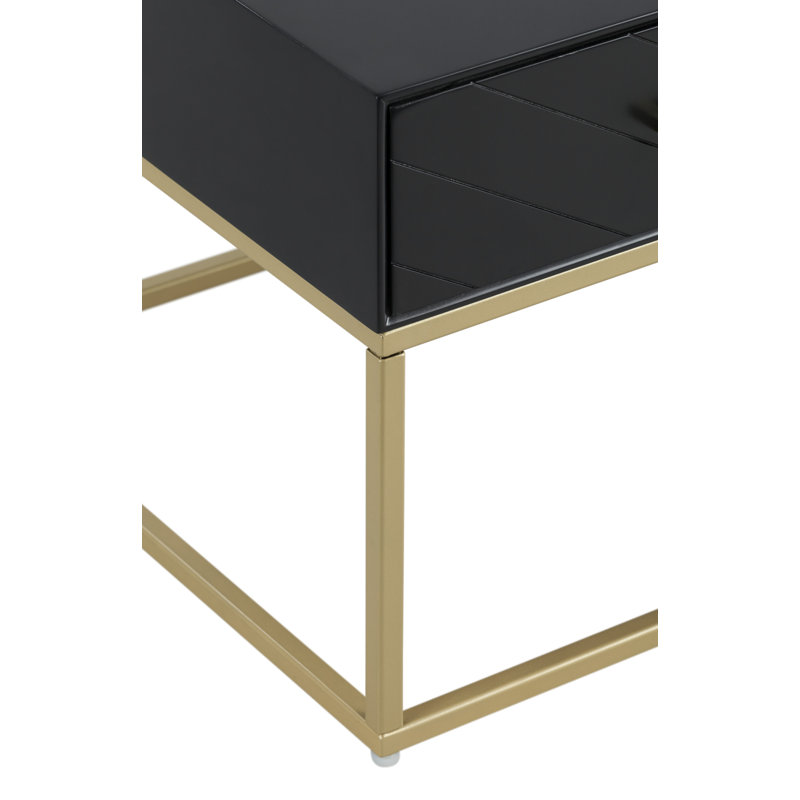 Modern Rectangular Black and Gold Coffee Table with Storage