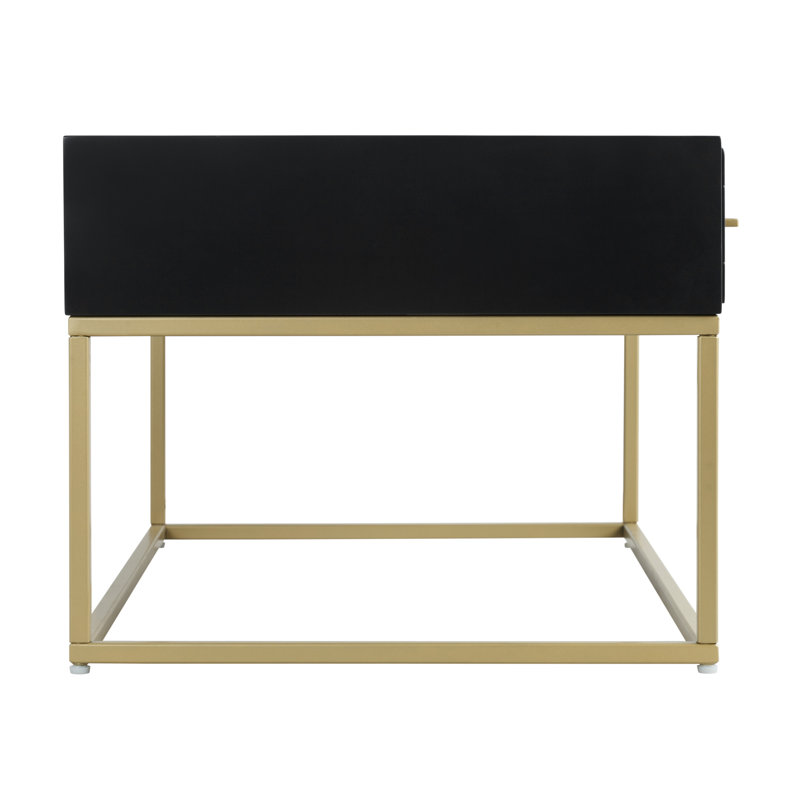 Modern Rectangular Black and Gold Coffee Table with Storage