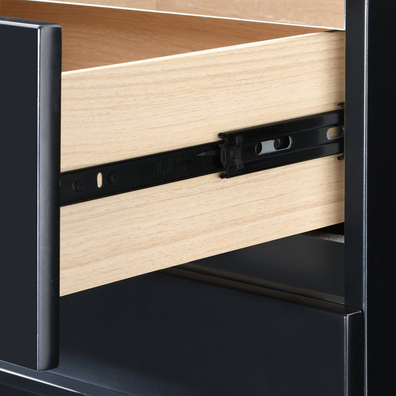 Belmont 3-Drawer Black Nightstand with Chrome Accents