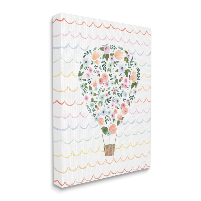 Children's Floral Hot Air Balloon Canvas Wall Art