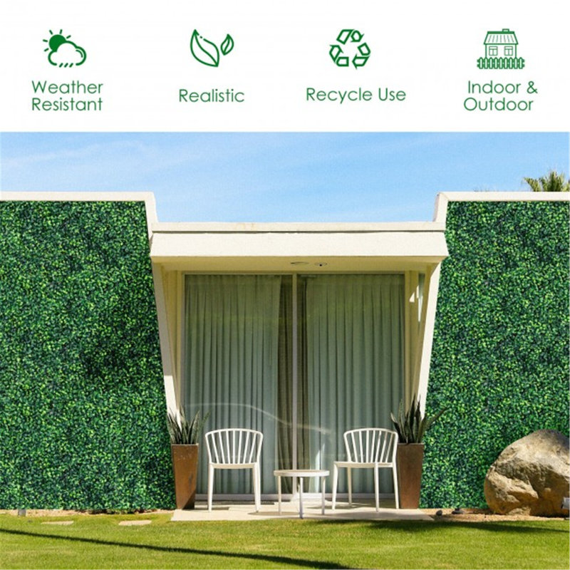 20'' Green Artificial Boxwood Hedge Panels for Outdoor Privacy