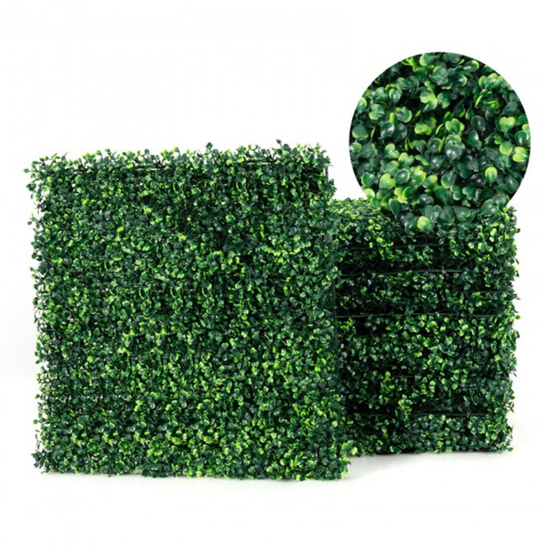 20'' Green Artificial Boxwood Hedge Panels for Outdoor Privacy