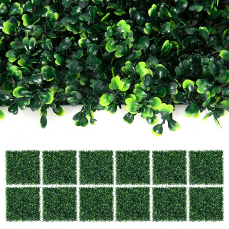 20'' Green Artificial Boxwood Hedge Panels for Outdoor Privacy