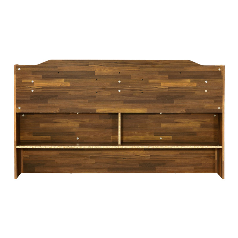 Hestia Midcentury Queen Bed with Upholstered Leather Headboard and Storage