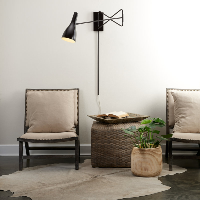 Oil Rubbed Bronze Swing Arm Wall Sconce with Clear Cord