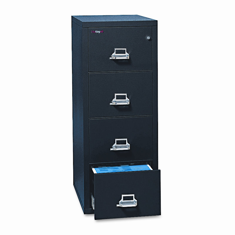 Black 4-Drawer Fire Resistant Steel Filing Cabinet