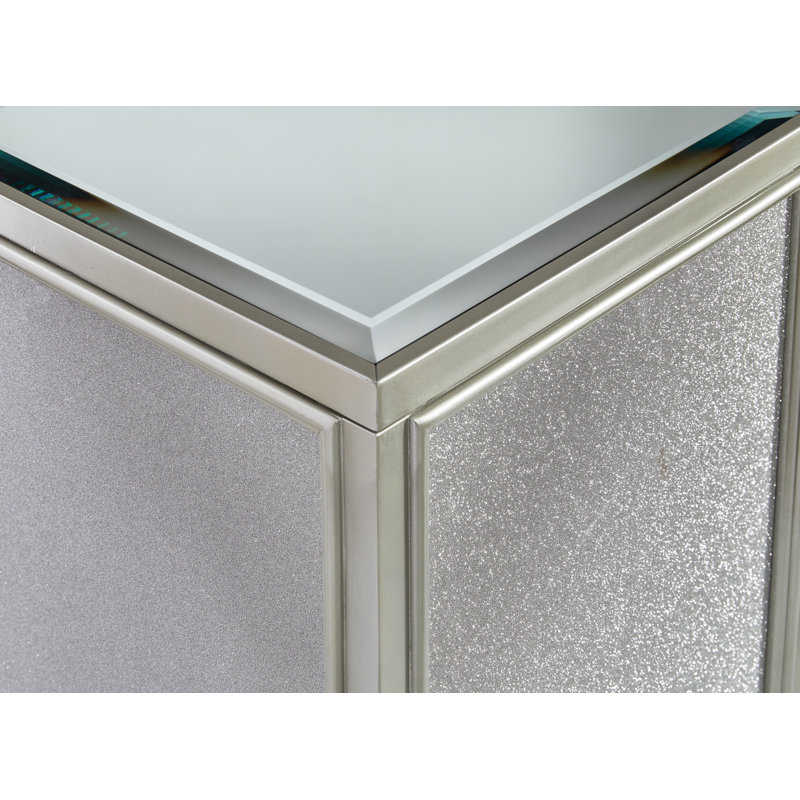 Hollywood Glamour Silver Square Mirrored Nesting End Tables