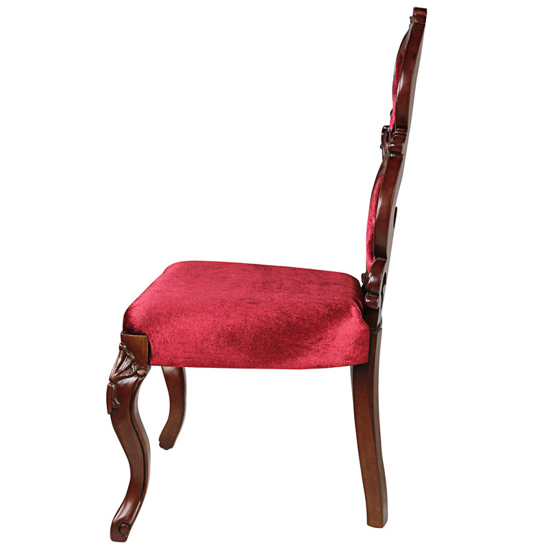 Graceful Curve Burgundy Velvet Handcrafted Renaissance Chair