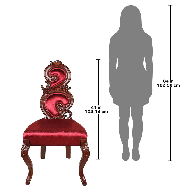 Graceful Curve Burgundy Velvet Handcrafted Renaissance Chair