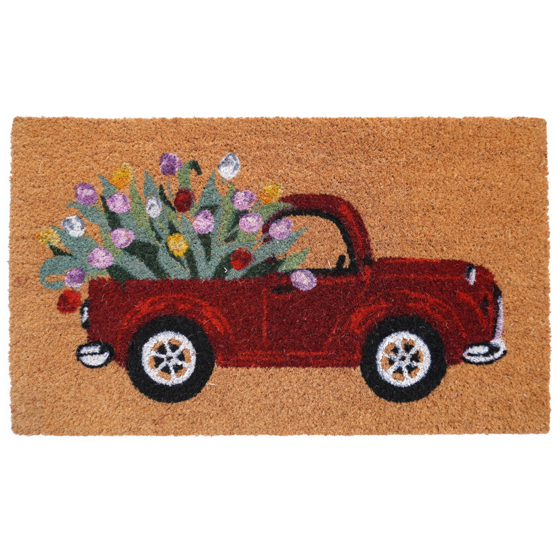Bright Plain Coir Outdoor Doormat with Vinyl Backing, 17" x 29"