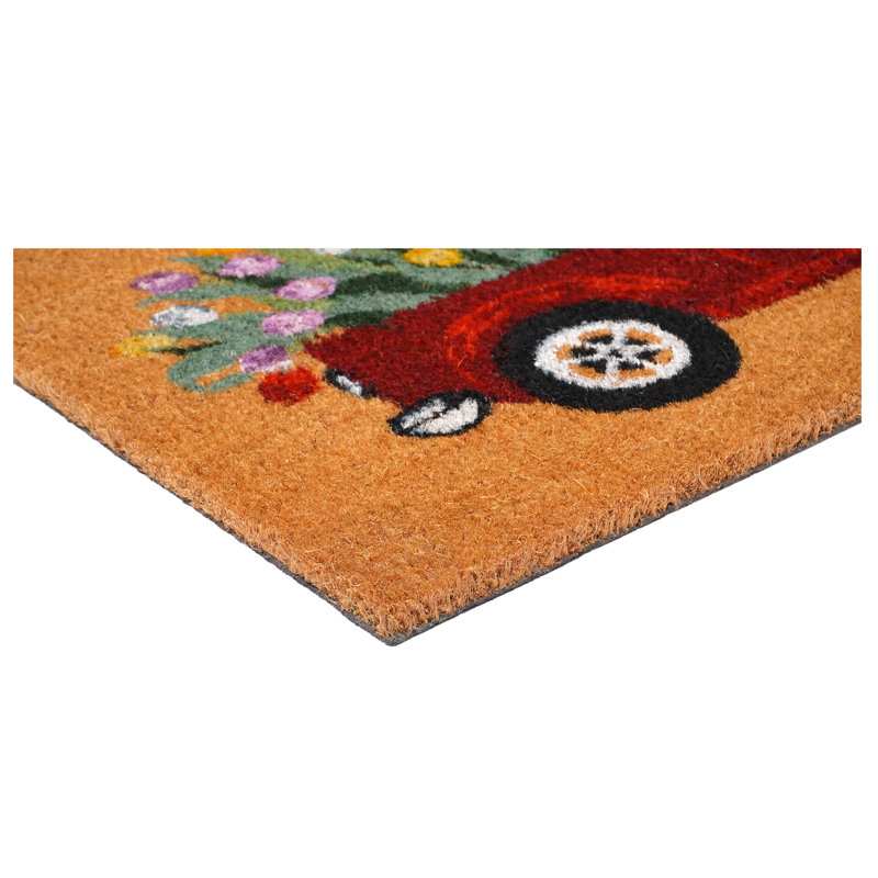 Bright Plain Coir Outdoor Doormat with Vinyl Backing, 17" x 29"