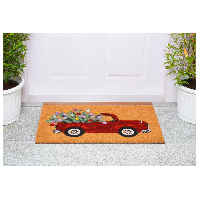 Bright Plain Coir Outdoor Doormat with Vinyl Backing, 17" x 29"