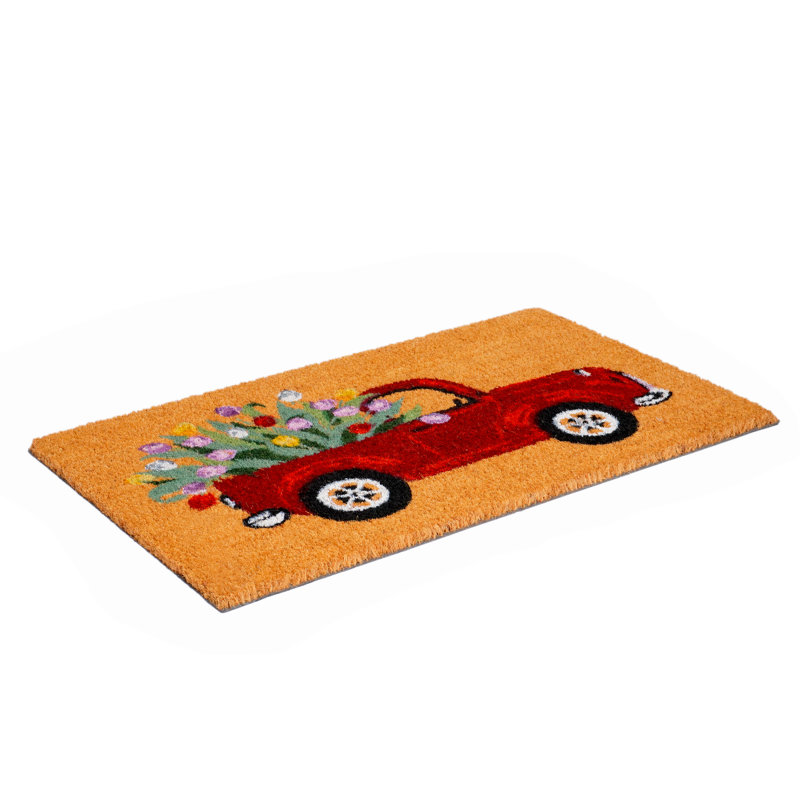 Bright Plain Coir Outdoor Doormat with Vinyl Backing, 17" x 29"