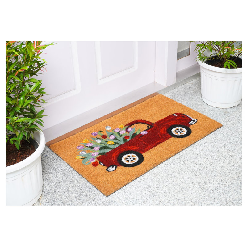 Bright Plain Coir Outdoor Doormat with Vinyl Backing, 17" x 29"