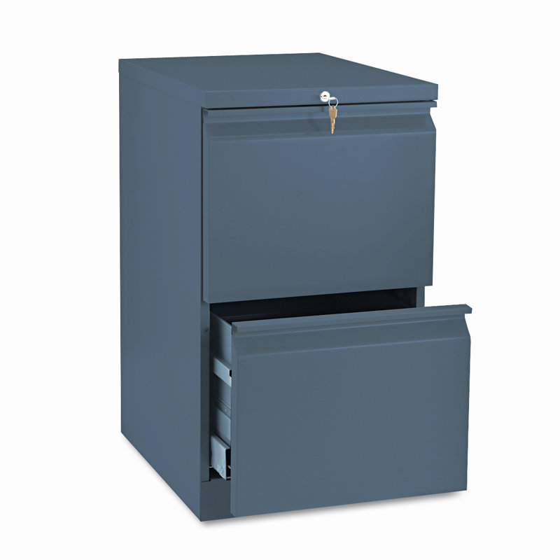Charcoal Gray Mobile 2-Drawer Lockable Pedestal
