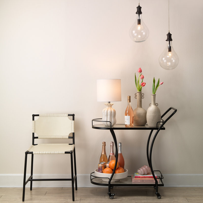 Asher Luxe White Leather Upholstered Dining Chair with Metal Frame
