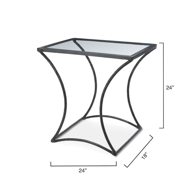Black Rectangular Metal and Glass Minimalist Side Table