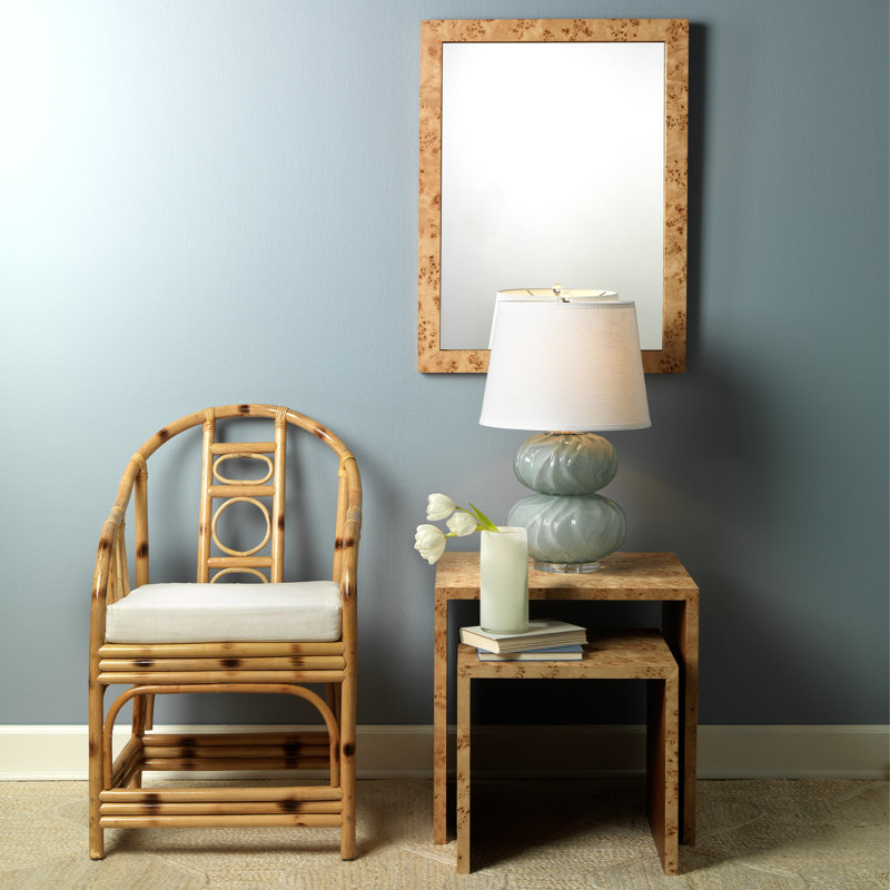 Natural Burl Wood Rectangular Wall Mirror