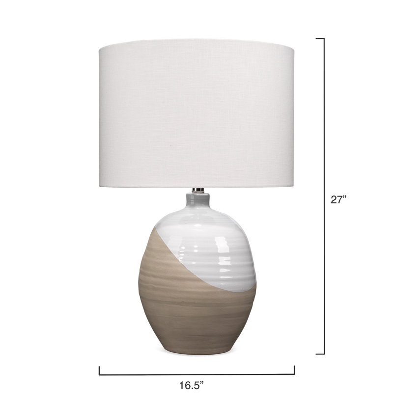 Risu Two-Tone Ceramic Table Lamp with White Linen Shade