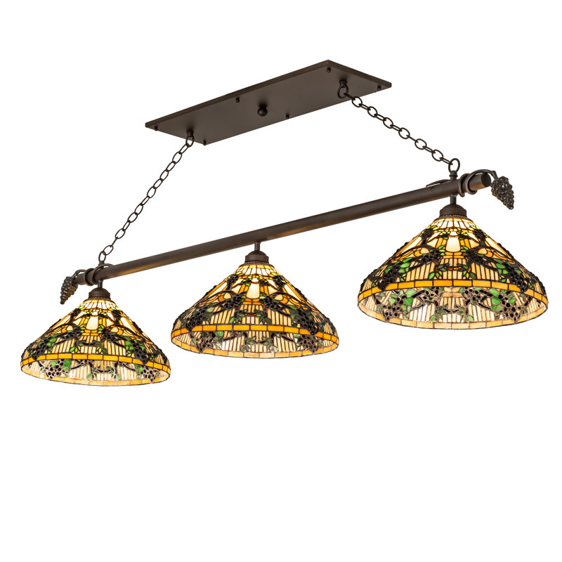 Oil Rubbed Bronze 69" 3-Light Pendant with Amber Glass Shades
