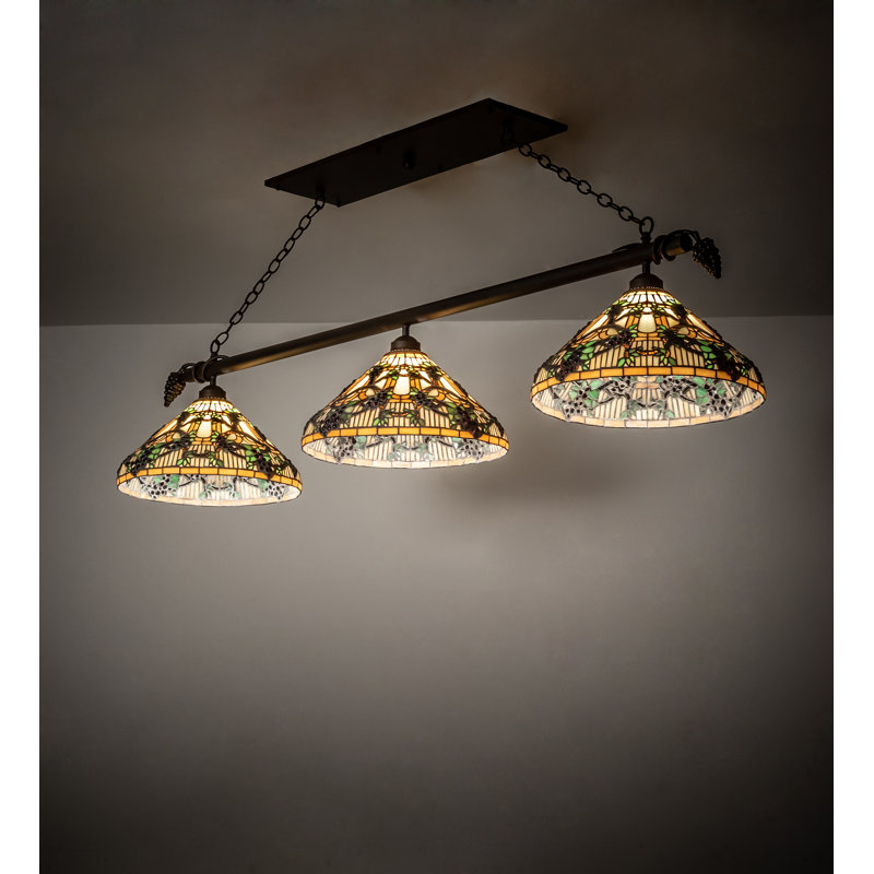 Oil Rubbed Bronze 69" 3-Light Pendant with Amber Glass Shades
