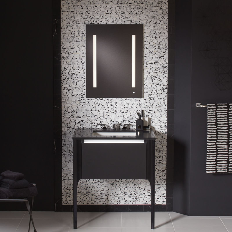 Sleek Frameless Rectangular Lighted Vanity Mirror 29.875" x 35.125"