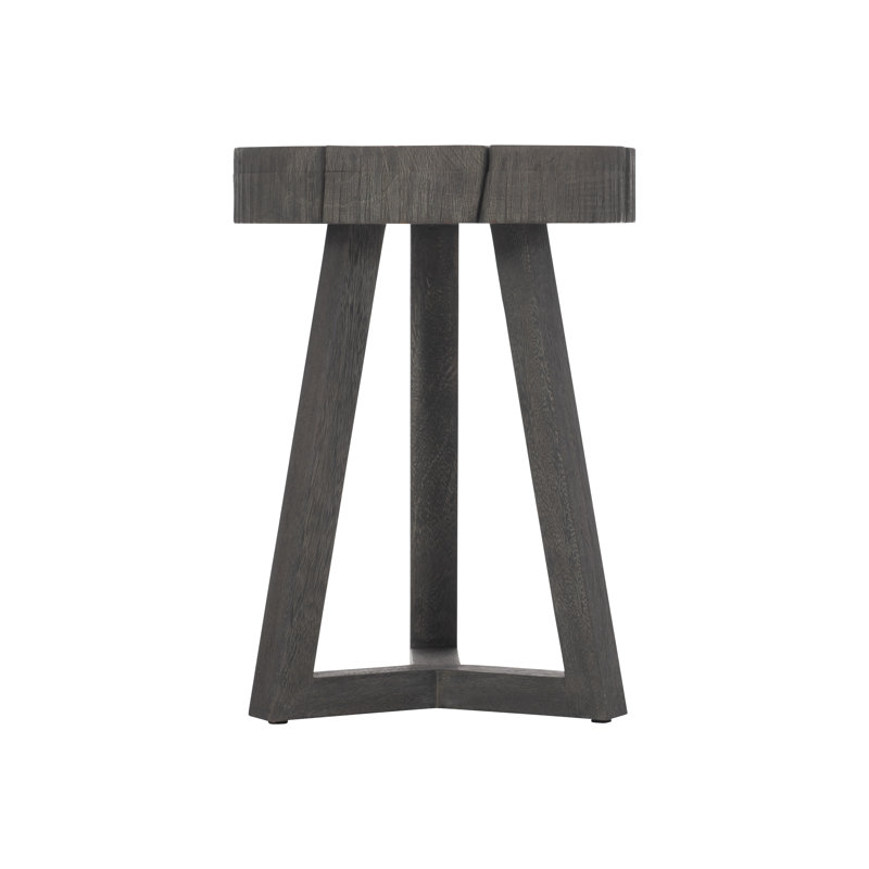 Lanita 16" Black Teak and Saur Wood Round Accent Table