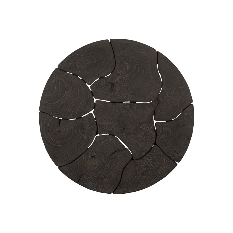 Lanita 24" Black Transitional Round Wood Side Table