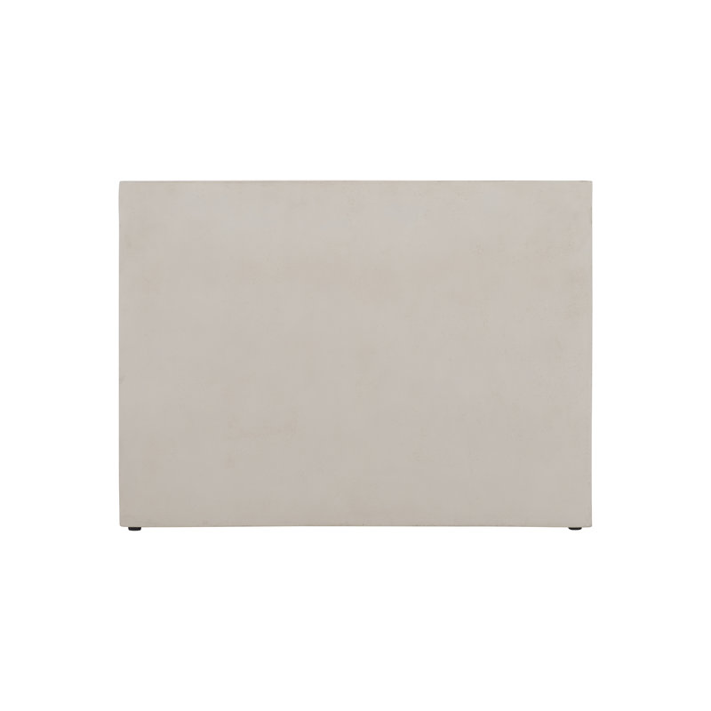 Transitional Beige Stone and Wood D-Shape End Table