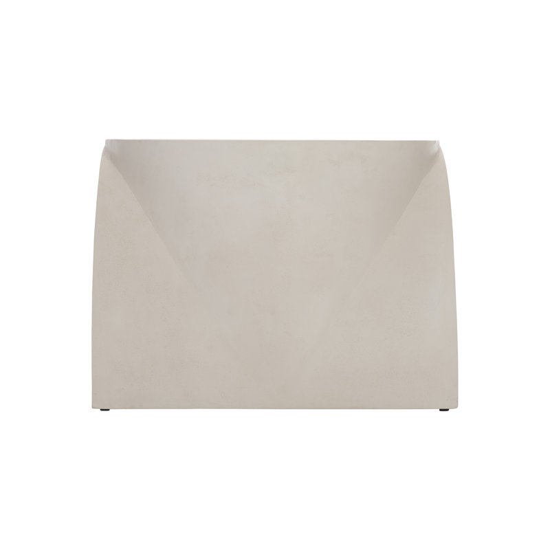 Transitional Beige Stone and Wood D-Shape End Table
