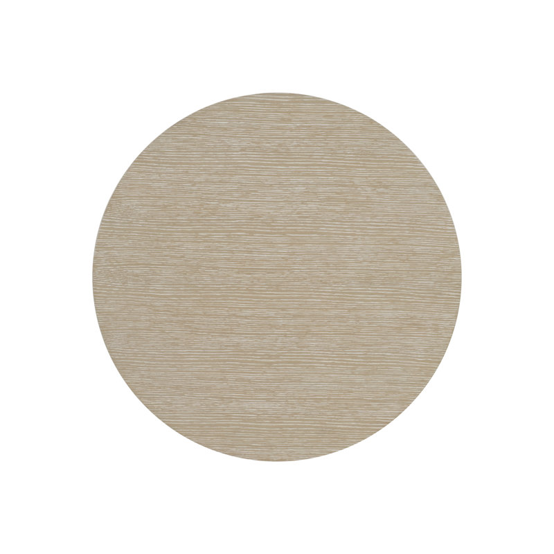 Beige Round Wood and Metal Large End Table