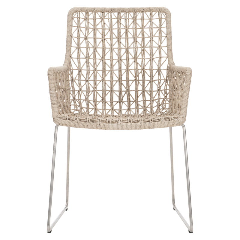 Hazelnut Woven Wicker Outdoor Dining Chair with Cushions
