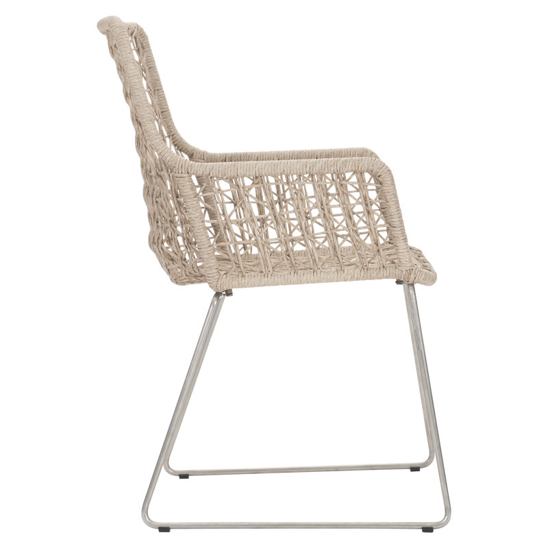Hazelnut Woven Wicker Outdoor Dining Chair with Cushions