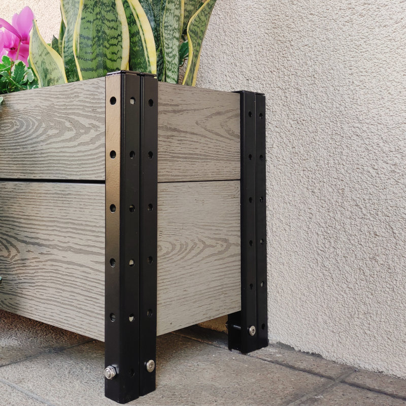 Contemporary Everbloom Grey Rectangular Raised Bed Planter with Wheels