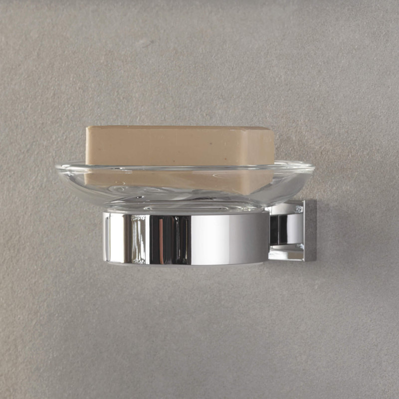 Chrome Glass Wall-Mounted Modern Toothbrush Holder