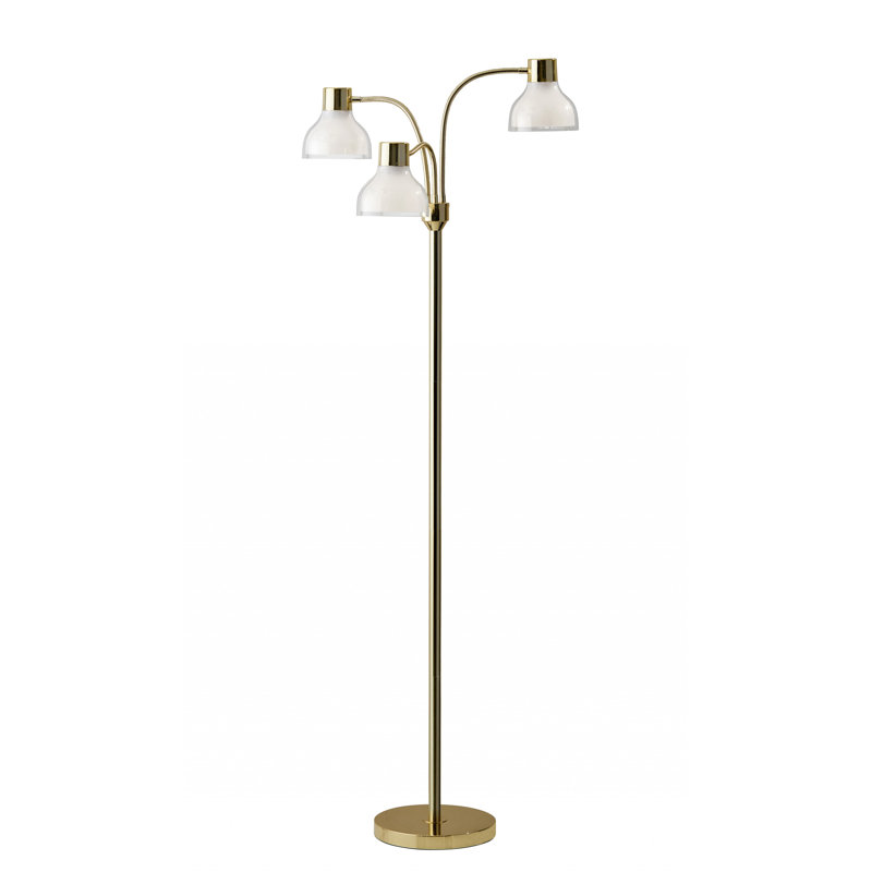 Elysian Gold Metal 3-Arm Adjustable Arc Floor Lamp, 69''