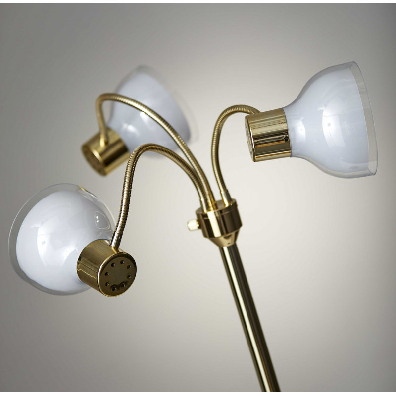 Elysian Gold Metal 3-Arm Adjustable Arc Floor Lamp, 69''