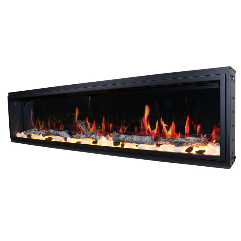 Latitude 75" Smart Electric Fireplace with Crackling Sounds, Black