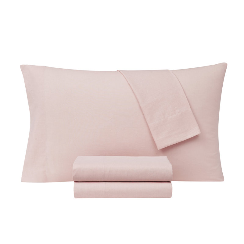 Blush King Cotton-Polyester Embroidered 3-Piece Sheet Set